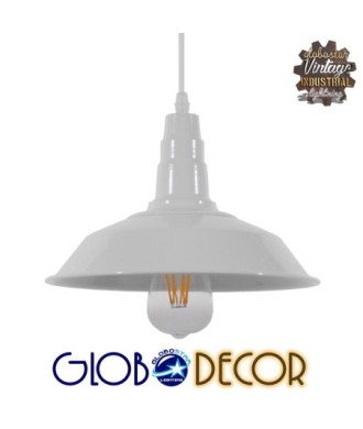 GLOBOSTAR® RAY 01044 Vintage Κρεμαστό Φωτιστικό Οροφής με Ντουί 1 x E27 AC 220-240V IP20 - Λευκό - Μ26 x Π26 x Υ25cm
